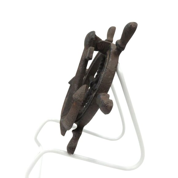 DOOR KNOCKER Rustic Cast Iron Nautical Ship Wheel and Anchor Vintage - Picture 4 of 9